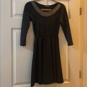 French Atmosphere solid black dress